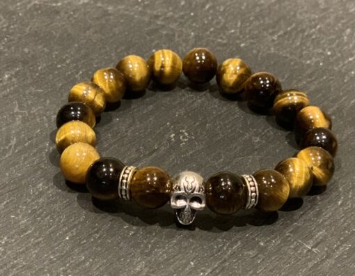 Armbånd m/skalle i tigerøye