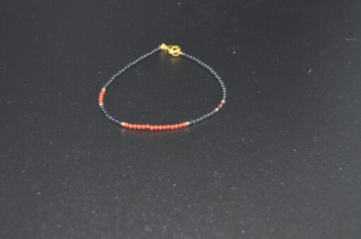 Petit armbånd hematitt og rød agat  2mm