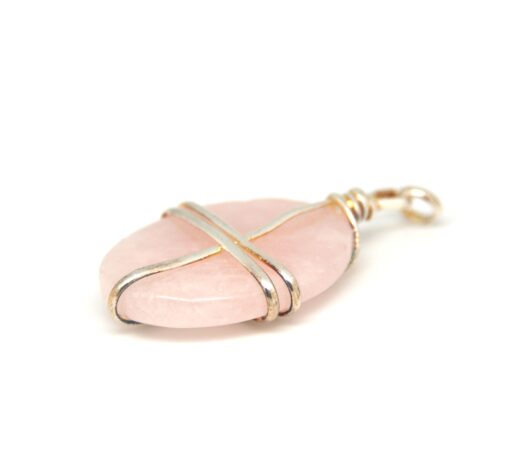 Ovalt rosa kvarts anheng