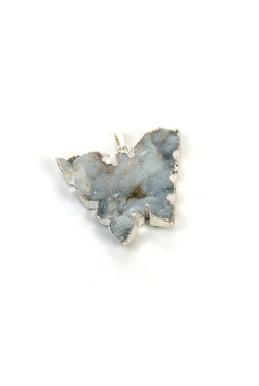 Agate anheng sommerfugl m/sølv