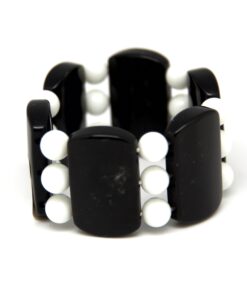 Kraftig  sort/hvitt armbånd