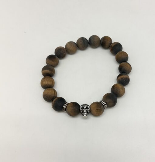 Armbånd m/skalle. matt tigerøye